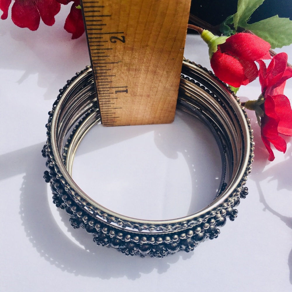 Boho Pewter Tone Stackable Bracelets - Picture 6 of 7